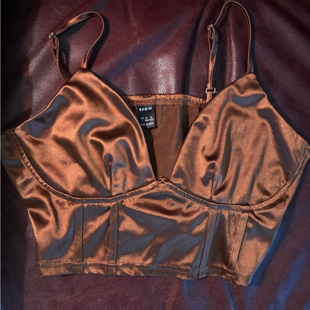 SHEIN Copper Satin Bralette